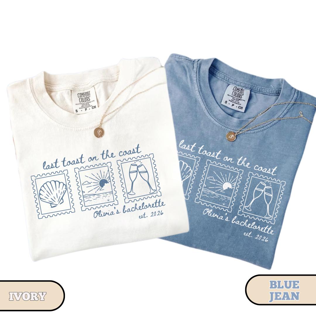 Last Toast Coast Bachelorette Custom Beach Bachelorette Party Last Splash Tee Personalized Seashell