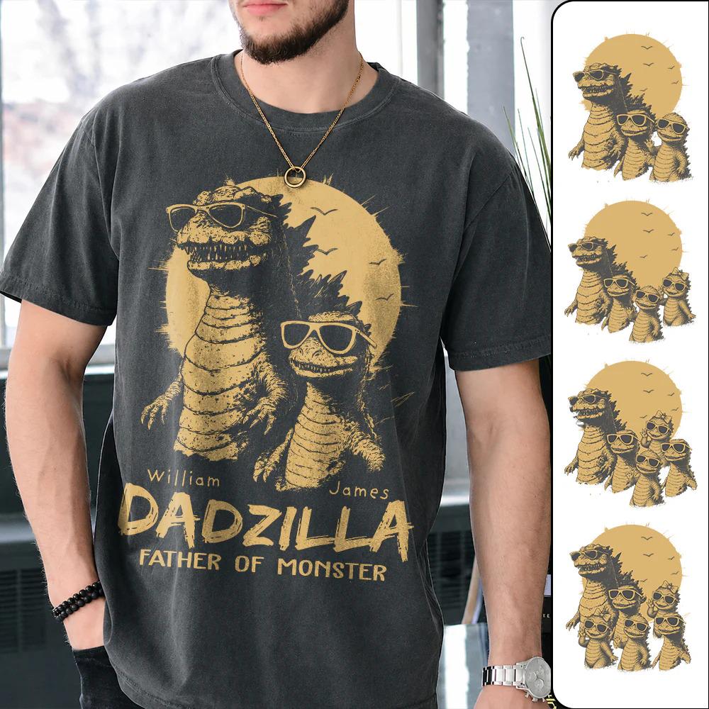 Personalized Dadzilla Father Day Dad Papa Daddy Dinosaur Tee