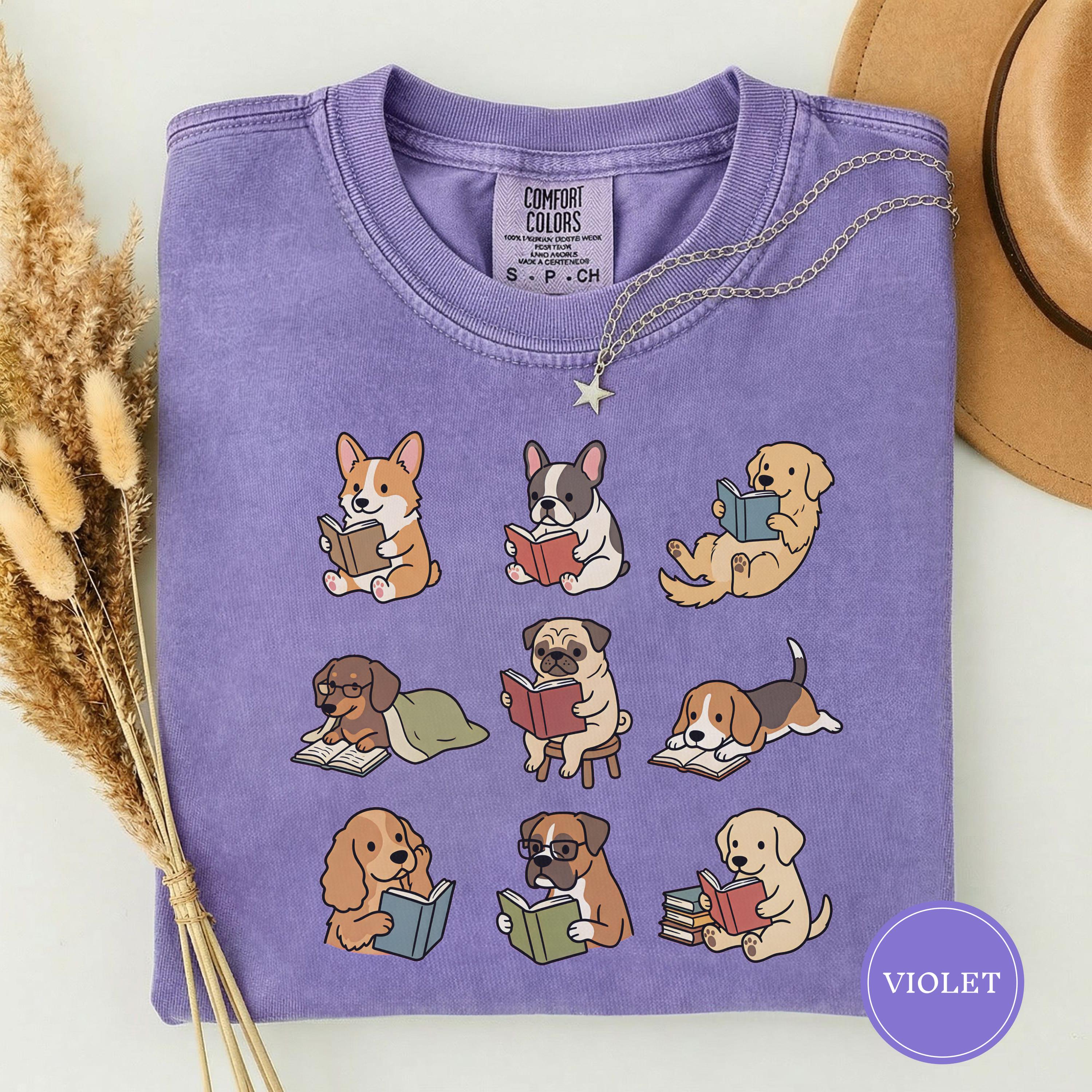 Dog Reading Dogs Books Tee Dog Lover Animal Book Lover Dog