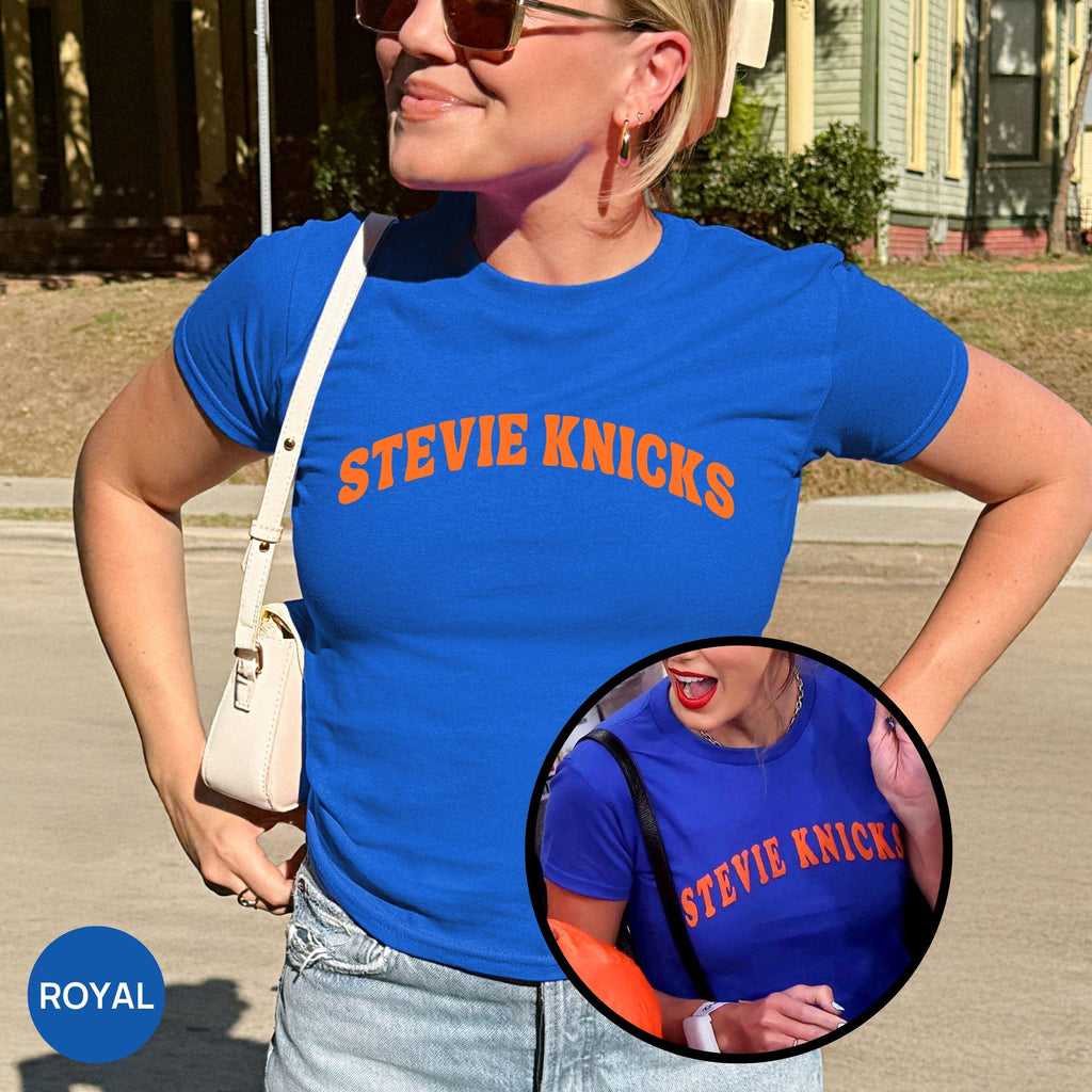 Stevie Knicks York Basketball Blue Orange Stevie Knicks Tee Limited
