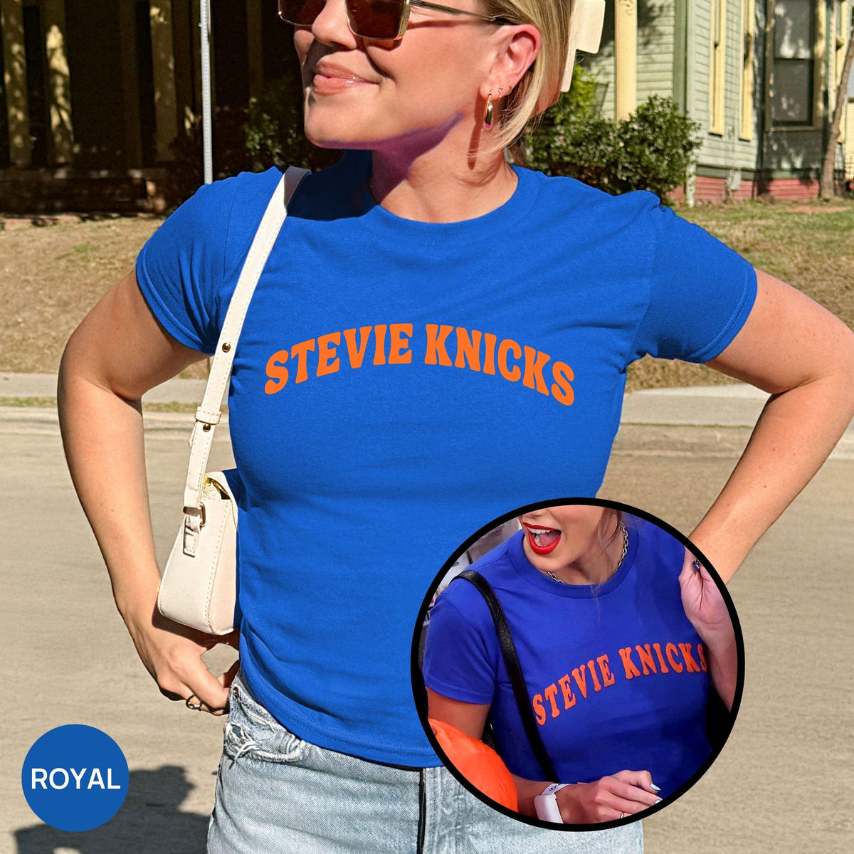Stevie Knicks York Basketball Blue Orange Stevie Knicks Tee Limited