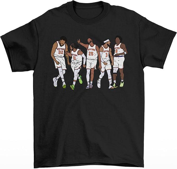 Ny Basketball Starting Brunson Towns Bridges Hart Anunoby Retro Tee