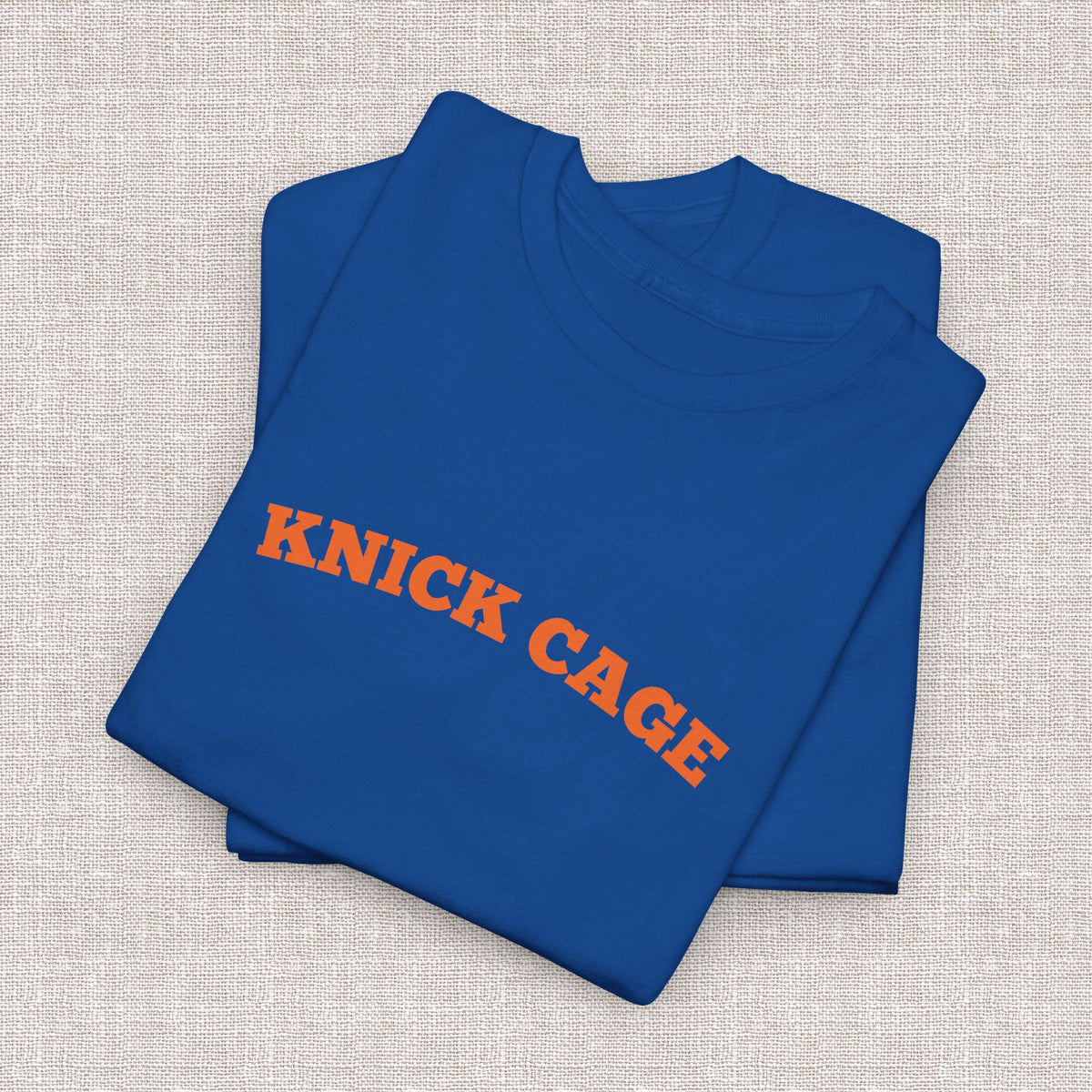 Knick Cage Tee Basketball Pun Ny Basketball Team Hoops Blue Orange Game Day Sports Fan