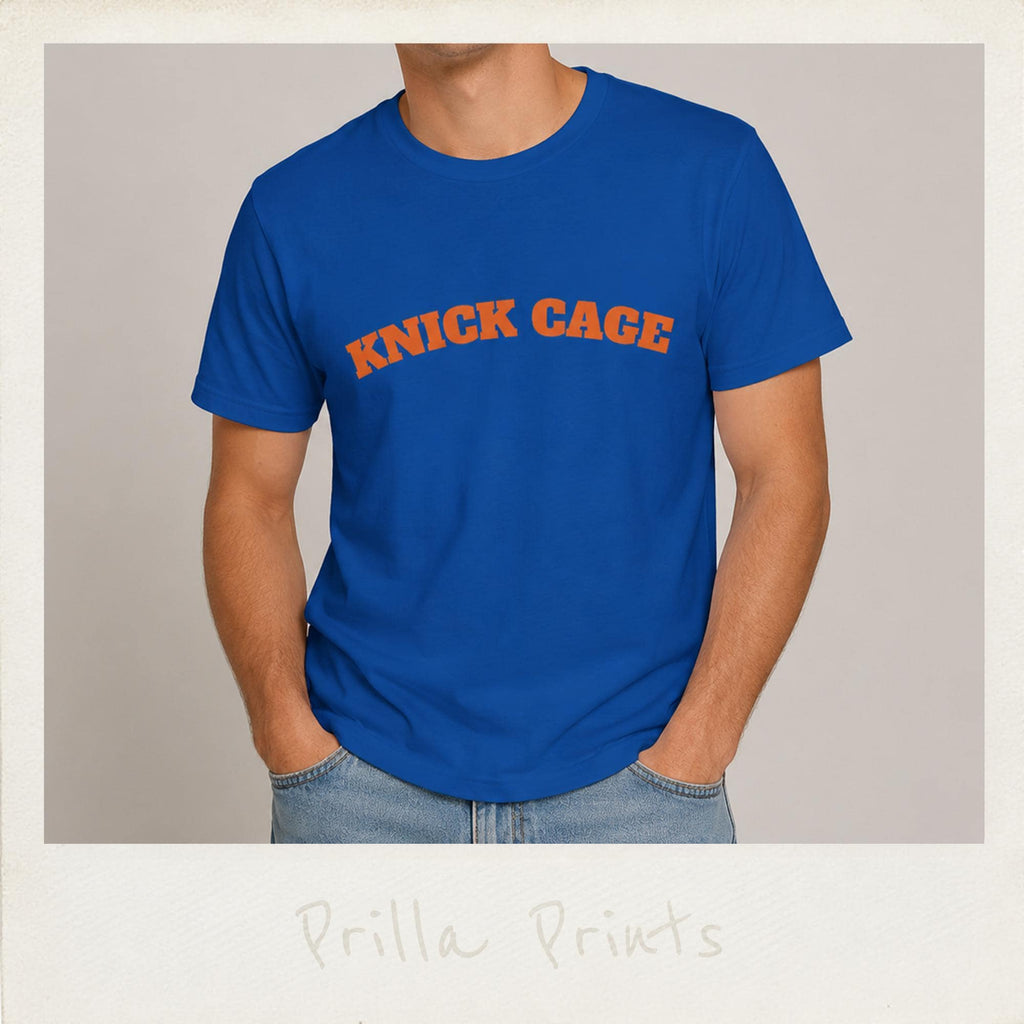 Knick Cage Oversized Fit Retro Arch Lettering Basketball Name Tee Celebrity Inspired Nba