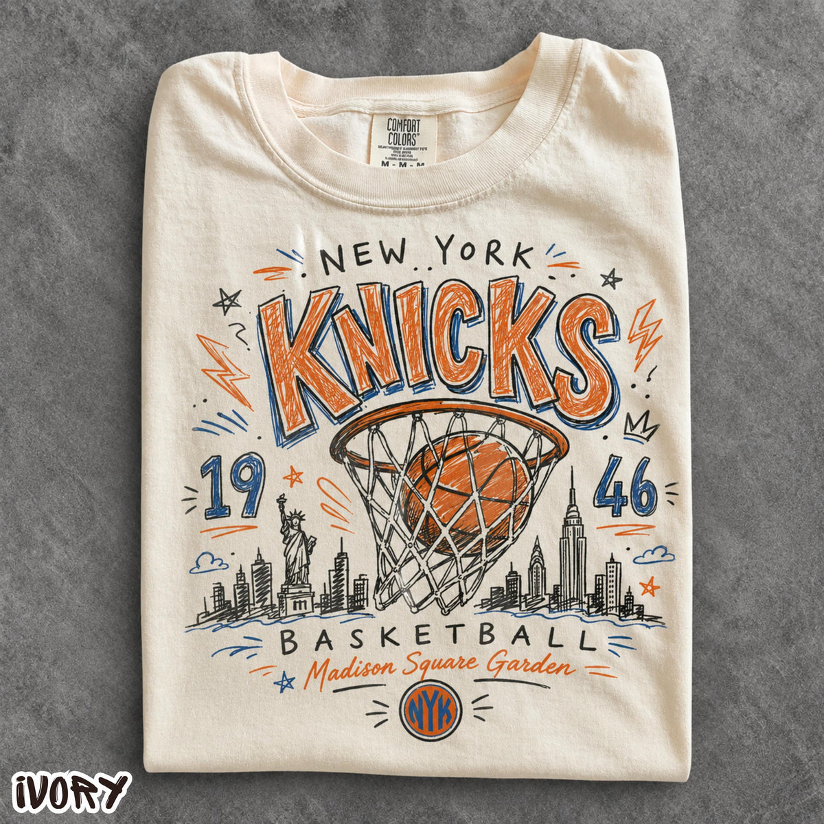 York Basketball Retro Nyc Hoops Tee Vintage Streetwear Sports Comfort Colors