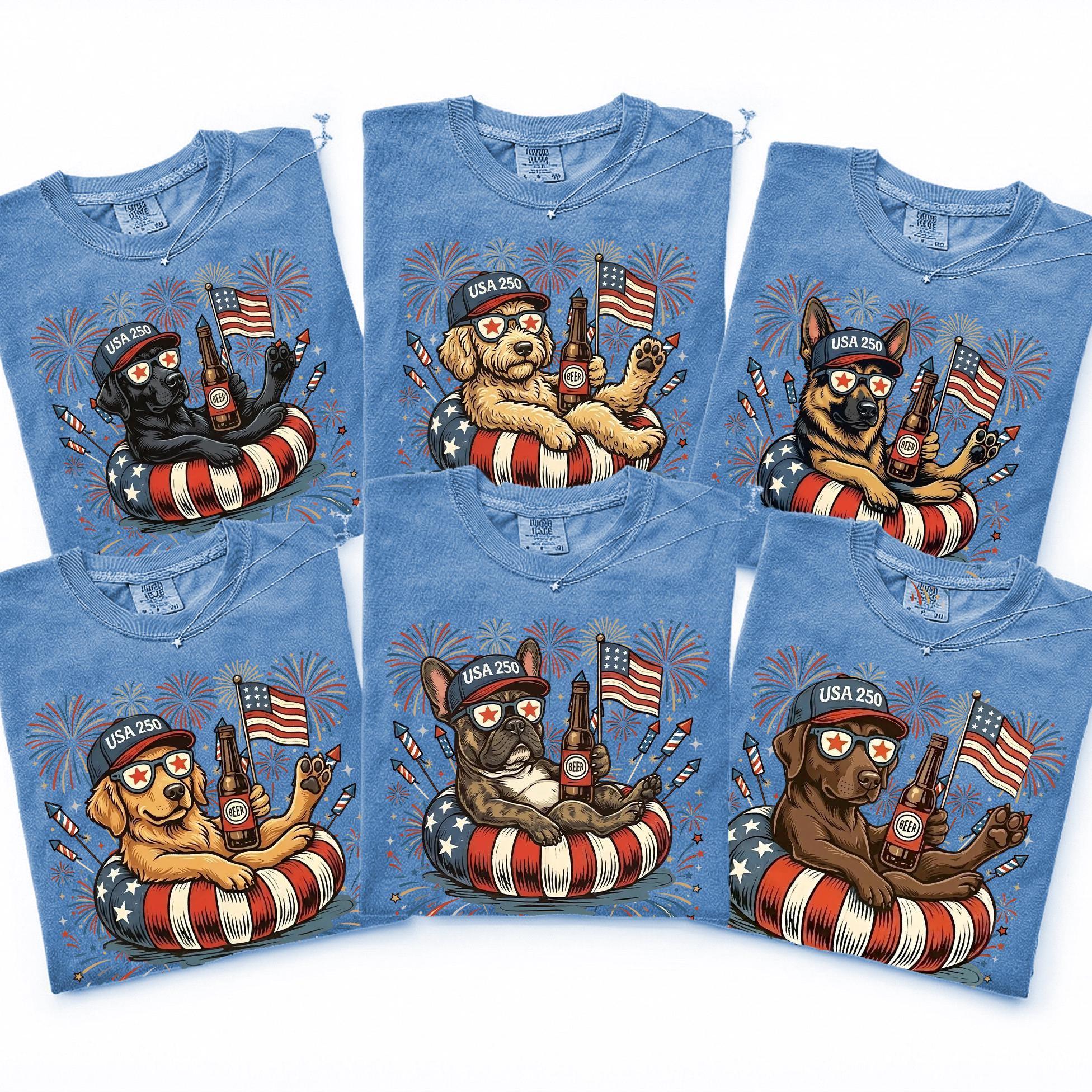 Patriotic Dogs 4th July Dog Comfort Colors 50 Dog Breeds Custom Available Usa Flag Fireworks America 250
