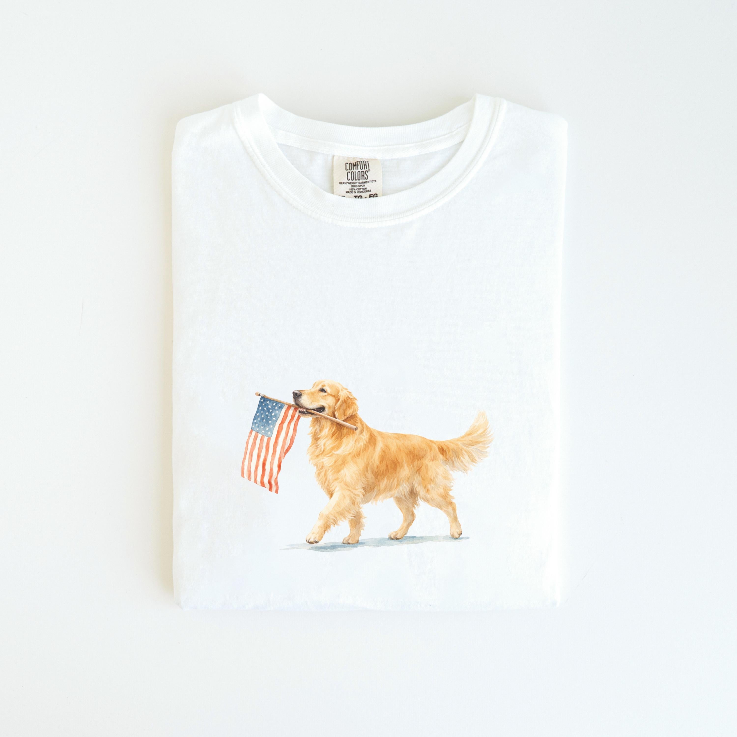 Golden Retriever American Flag Comfort Colors Golden Retriever 4th July Golden Mama Memorial Day Patriotic