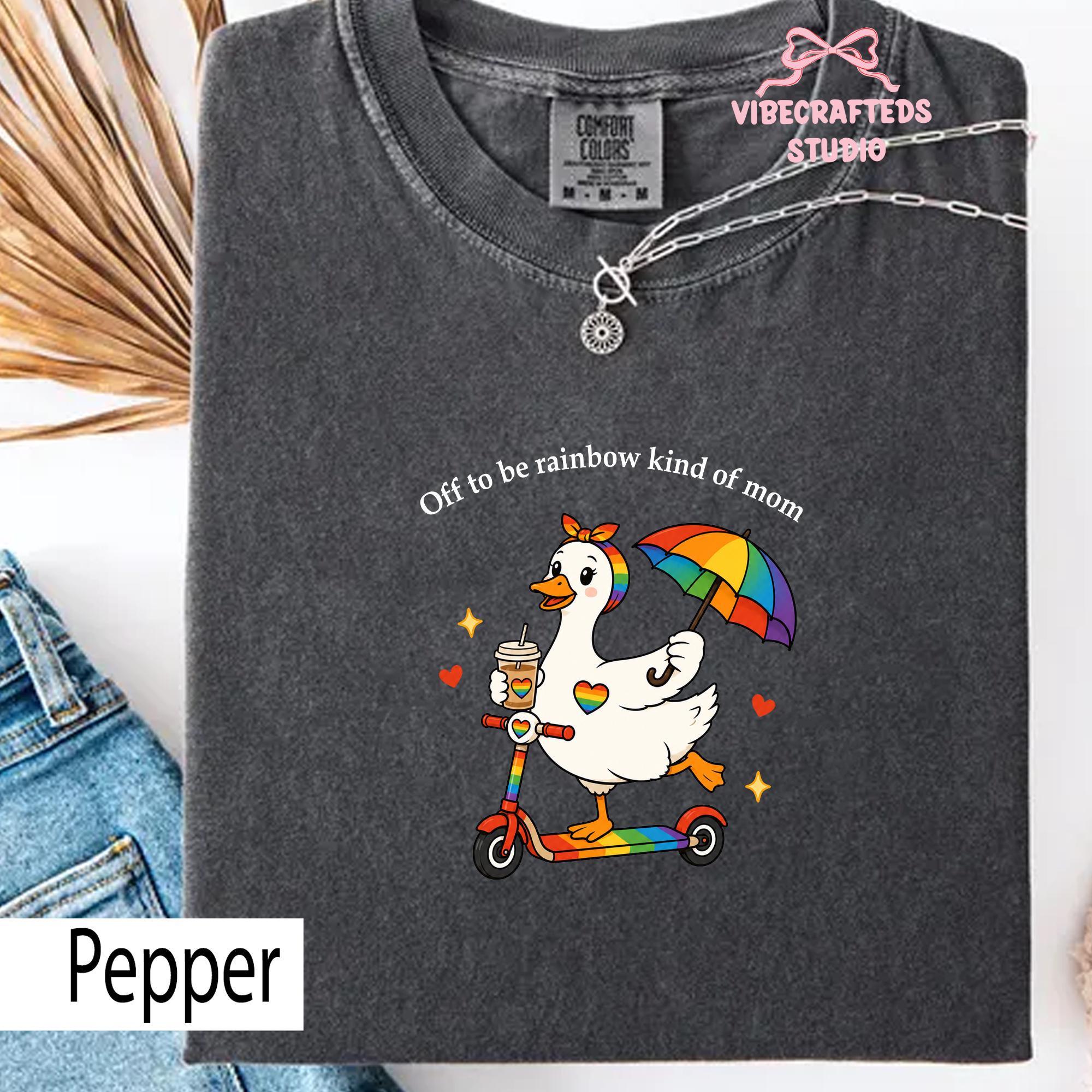 Off Rainbow Kind Mom Comfort Colors Lgbt Goose Mom Tee Rainbow Duck Pride Mom Retro Queer Mom