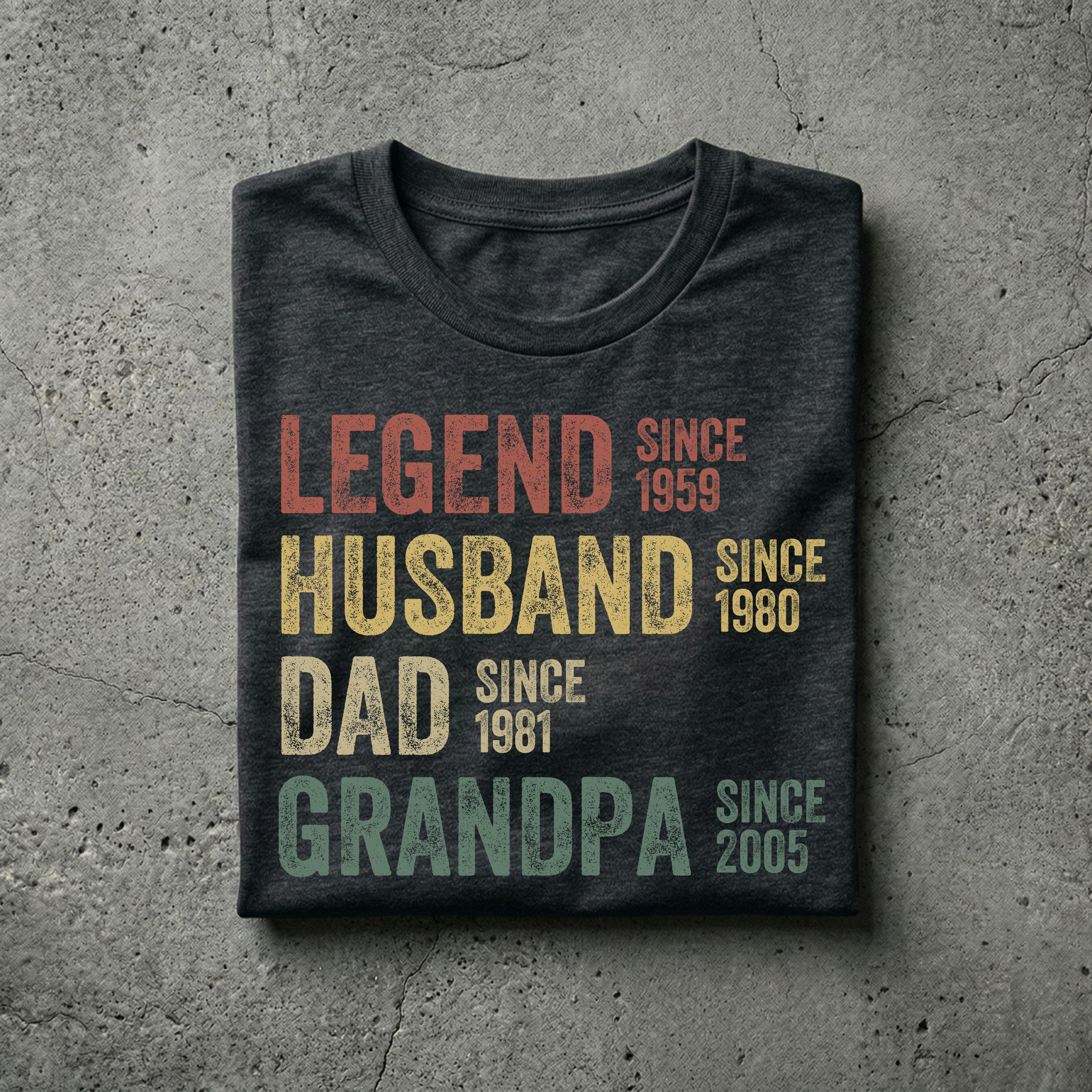 Personalized Dad Grandpa Father'S Day Husband Father Grandpa Legend Grandfather Custom Dates Dad Birthday