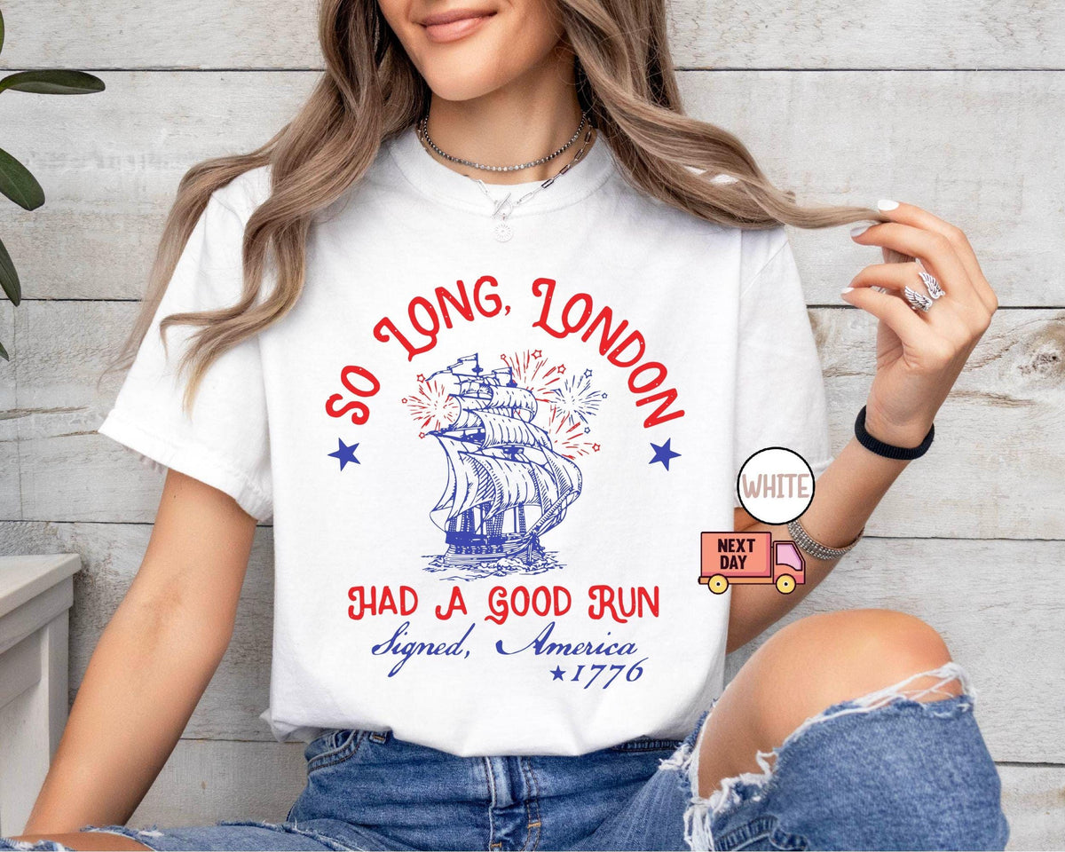 Comfort Colors Long London Good Run 4th July Patriotic Fourth July Tee July 4th