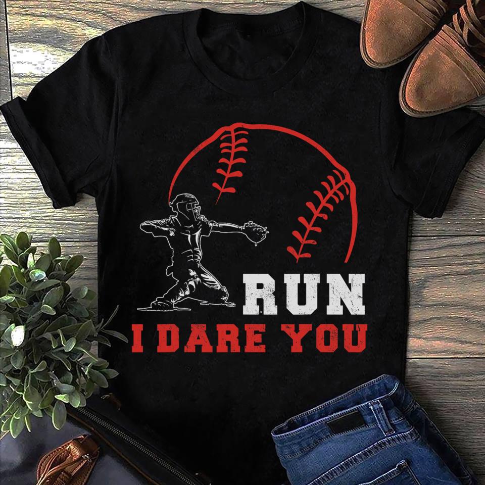 Run Dare Baseball Catcher Baseball Mom Tee Unisex