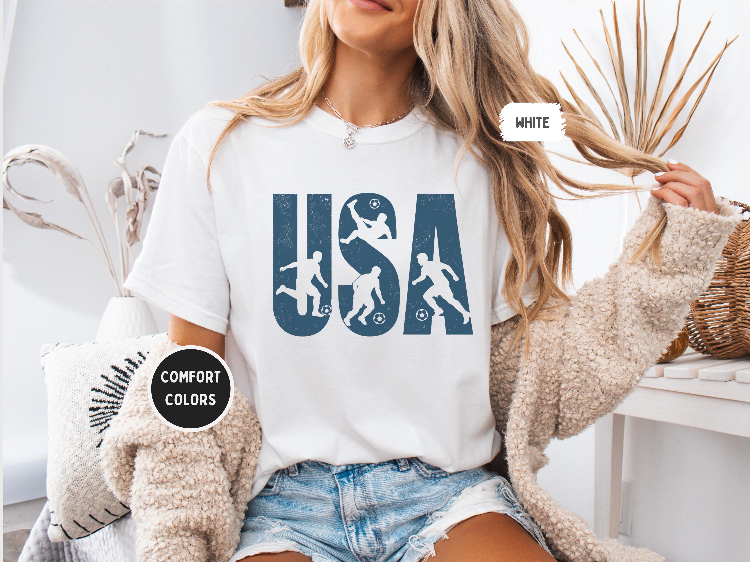 Usa Soccer Comfort Colors Patriotic World Football Fan Tee Cup Soccer Lover