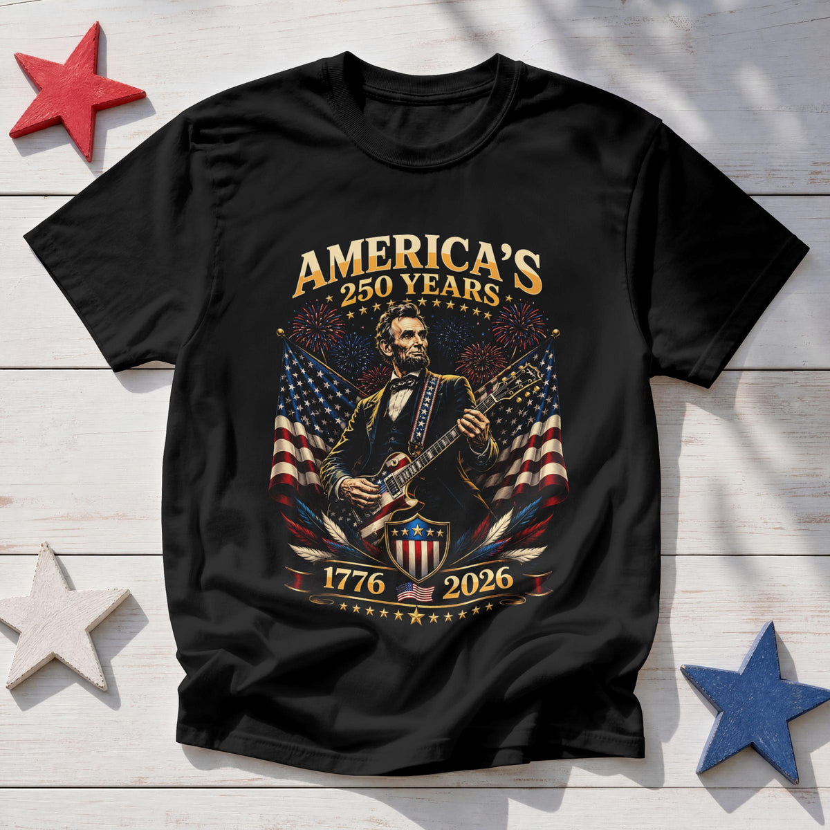 Usa 250 Year Tour Lincoln Playing Guitar 1776 2026 Patriotic 4th July Independence Day