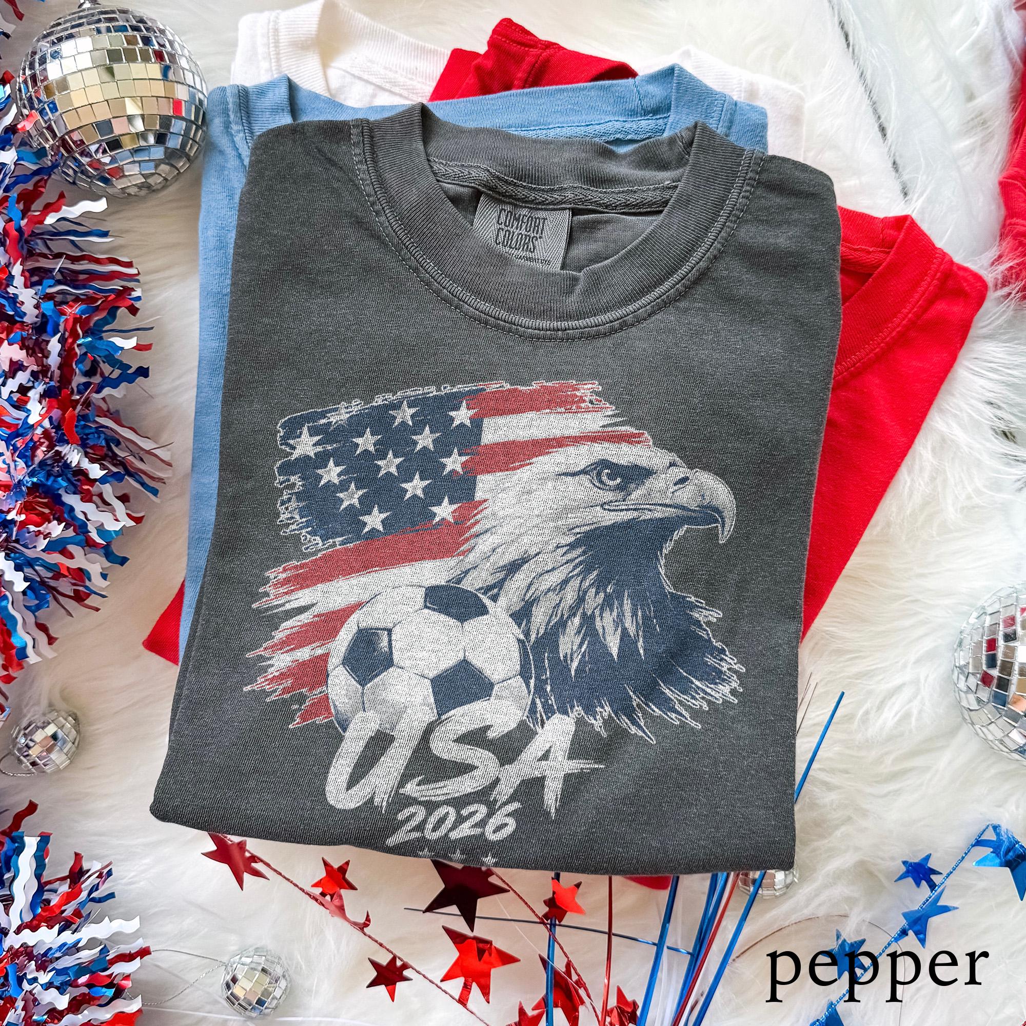 Vintage Usa World Cup 2026 Soccer American Eagle Football Fan Patriotic Sports Comfort Colors Tee