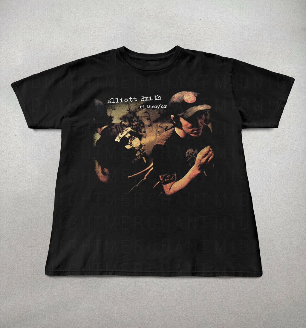 Elliot Smith Either Indie Folk Retro 90s Elliot Smith Alt Rock Tee 90s Band Tee