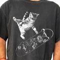 Retro Skateboarding Cat Vintage Kitten Punk Streetwear Tee Y2k Oversized