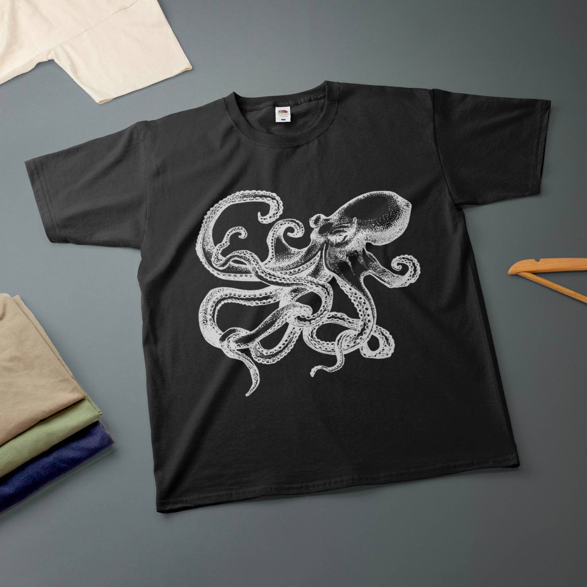 Octopus Ink Drawing Kraken Various Sizes Colours Tee Unisex