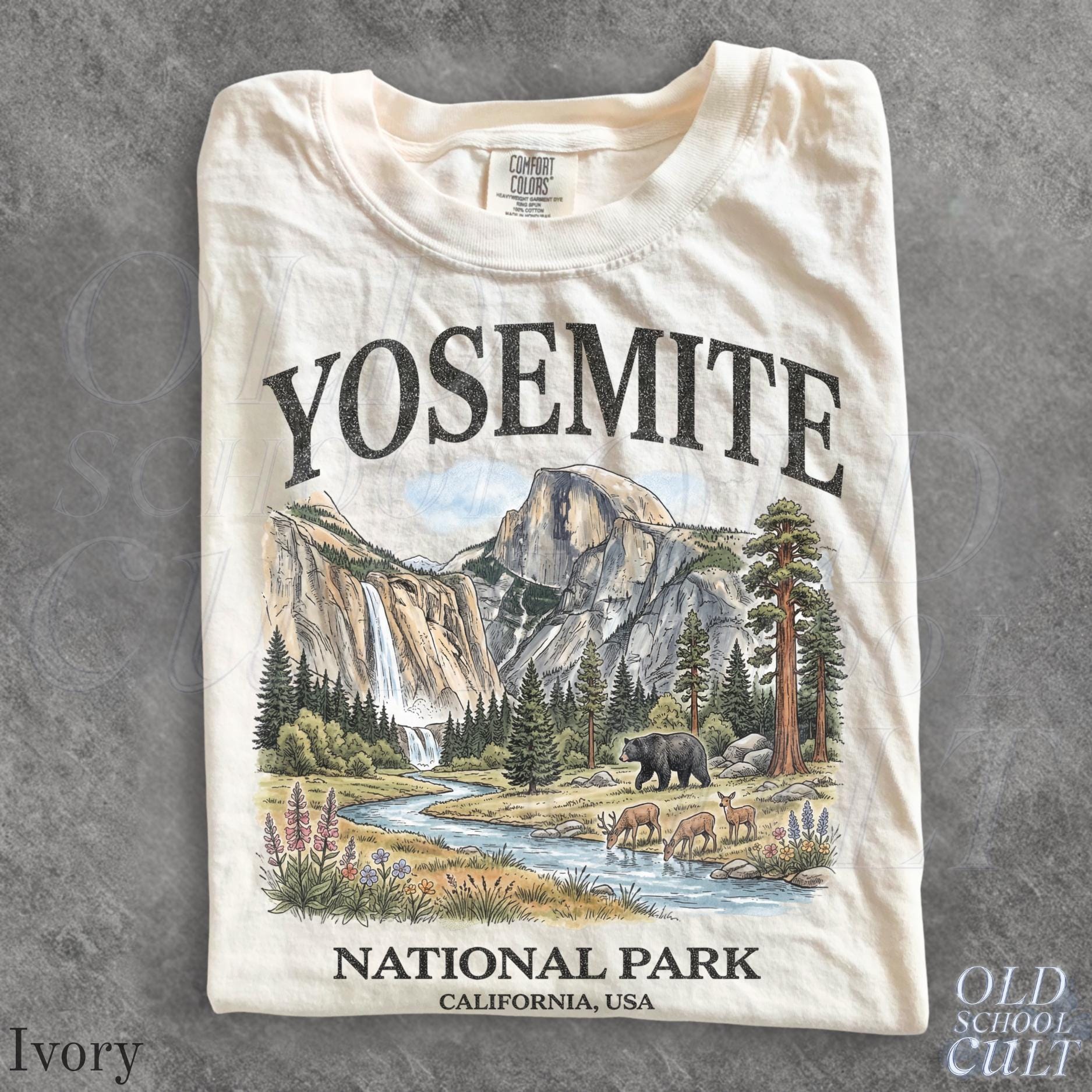 Yosemite National Park Vintage 90s Retro Comfort Colors California Wildlife Bear Usa Tee
