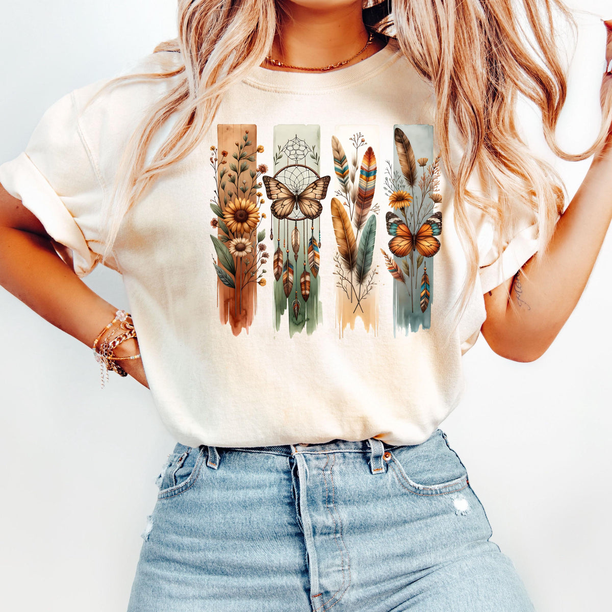 Comfort Colors Vintage Boho Flower Flower Butterfly Floral Retro Flower Nature Lover