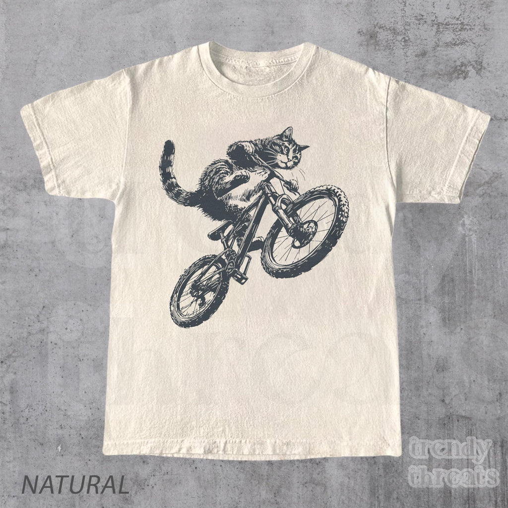 Cat Riding Bicycle Kitten Cat Lover Tee Bikers Cat Parents