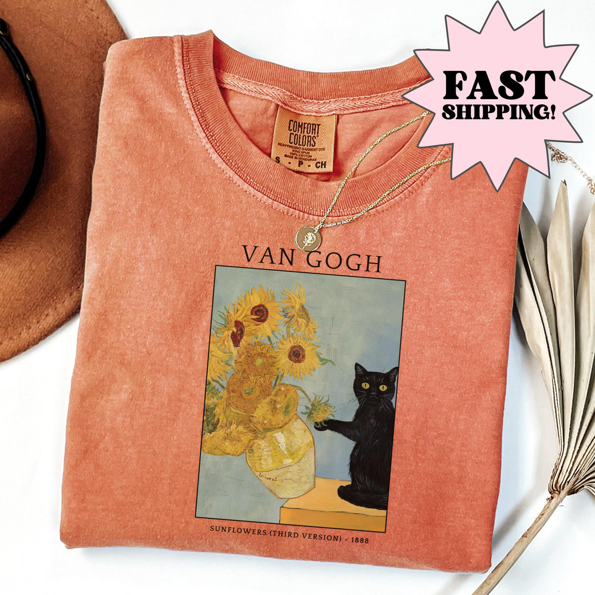 Comfort Colors Ca Ca Van Gogh Cat Meme Black Cat Ar Artist Tee Kitty Lover Tee