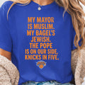 Mayor Muslim Bagels Jewish Pope Side Knicks Five Gildan Tee Knicks Nba Champions 2026 York City Parade
