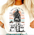 Retro Cowgirl Wild and Free Tee Unisex , , , Long Sleeve Tee