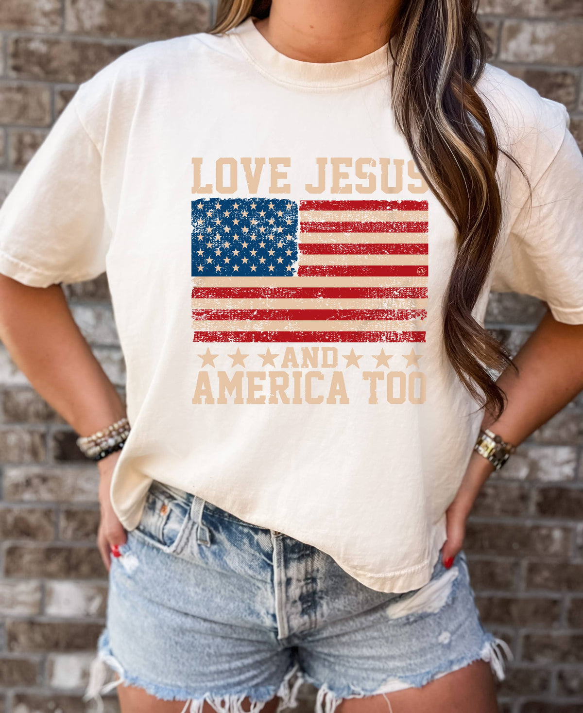 Love Jesus and America Too July 4th Comfort Colors Tee Unisex , , , Long Sleeve Tee