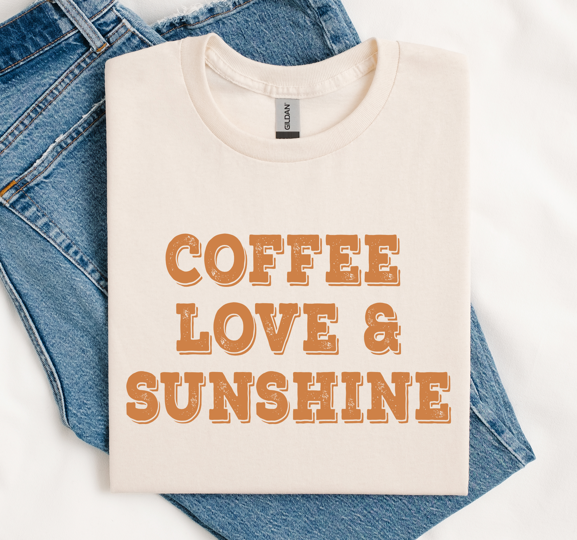 Coffee Love & Sunshine Tee, Summer Coffee Shirt, Soft Gildan Unisex , , , Long Sleeve Tee