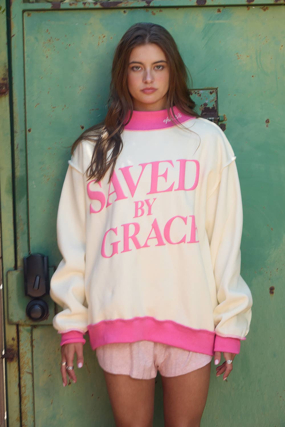 IT2594P-SAVEDBYGRACE | Saved By Grace Puff Print Unisex , , , Long Sleeve Tee