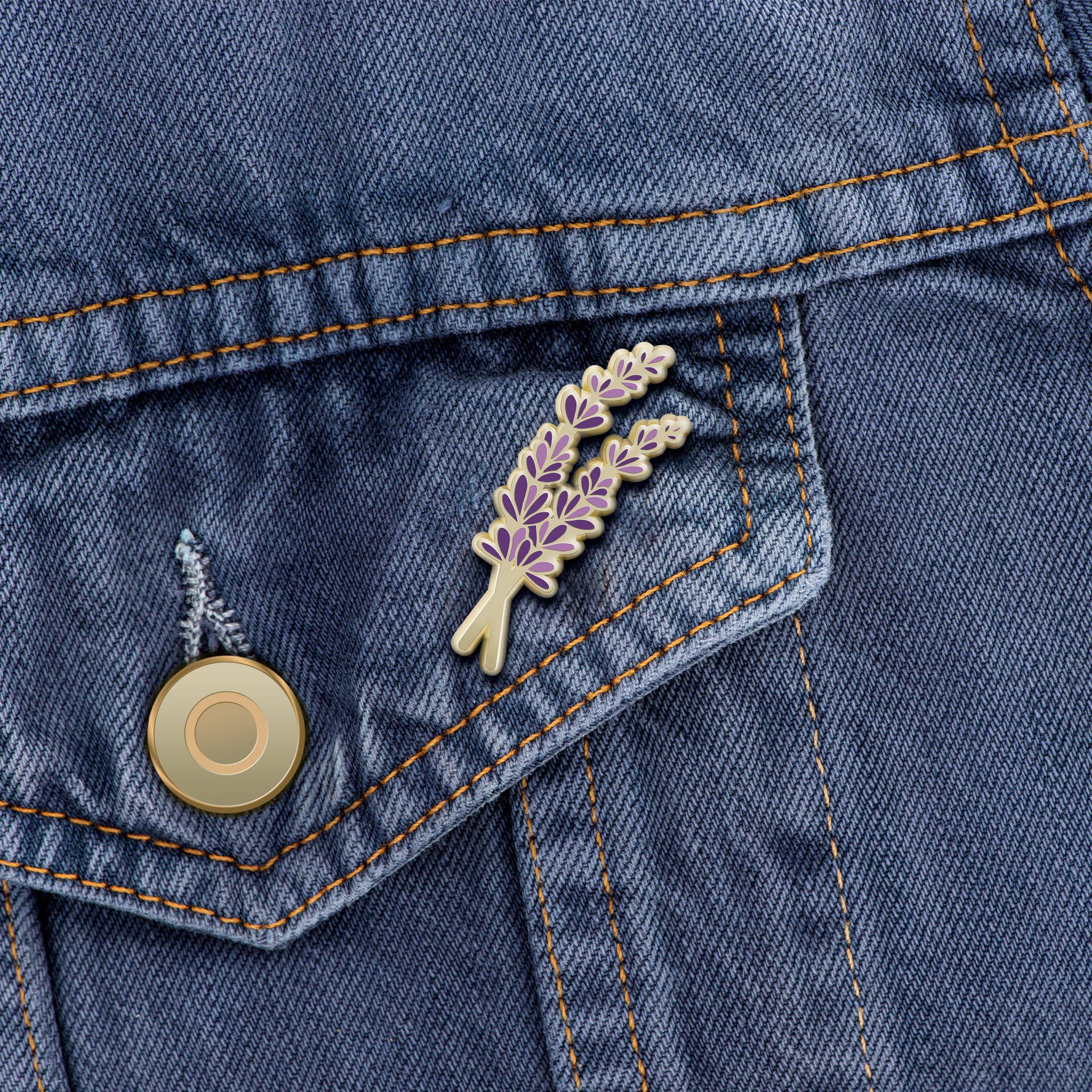 Lavender Flower Enamel Pin | Wedding Lapel Pin Unisex , , , Long Sleeve Tee