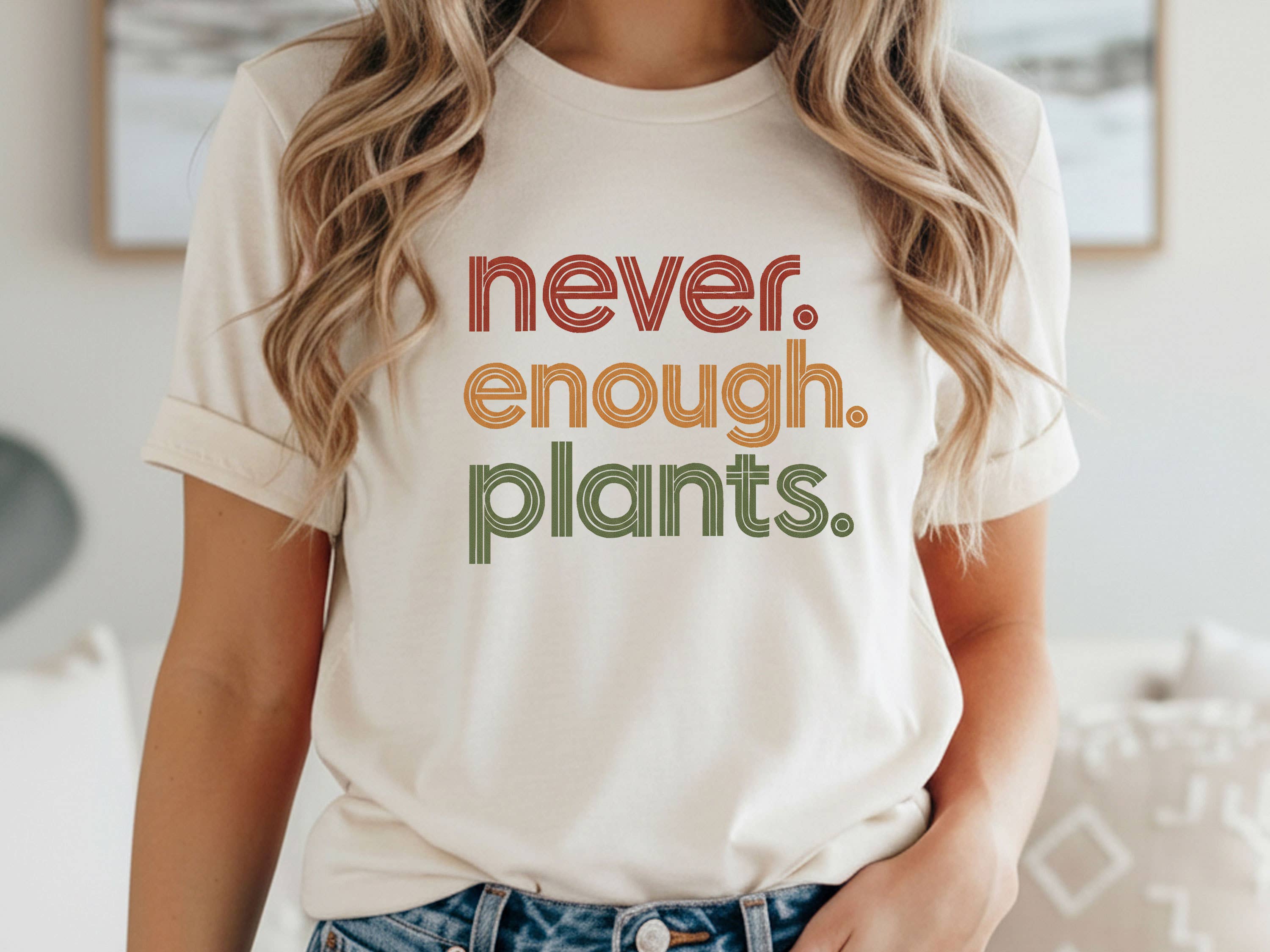 Never Enough Plants Shirt Retro Plant Lover Tee Botanical Unisex , , , Long Sleeve Tee