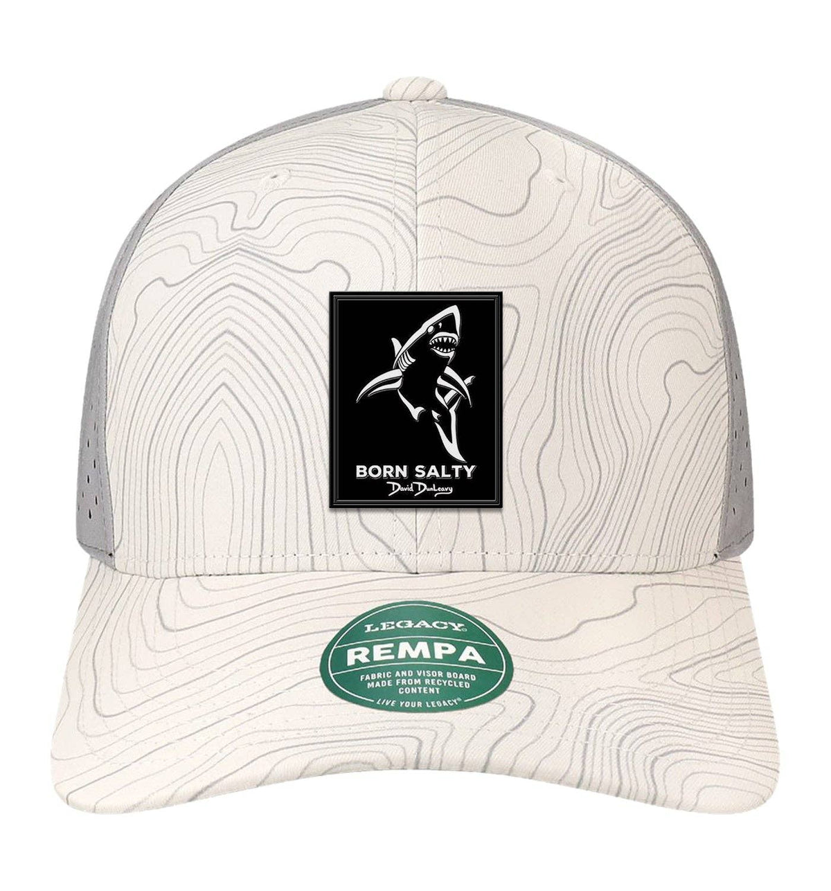 Born Salty Shark Deco Performance White Grey Topo Hat Unisex , , , Long Sleeve Tee