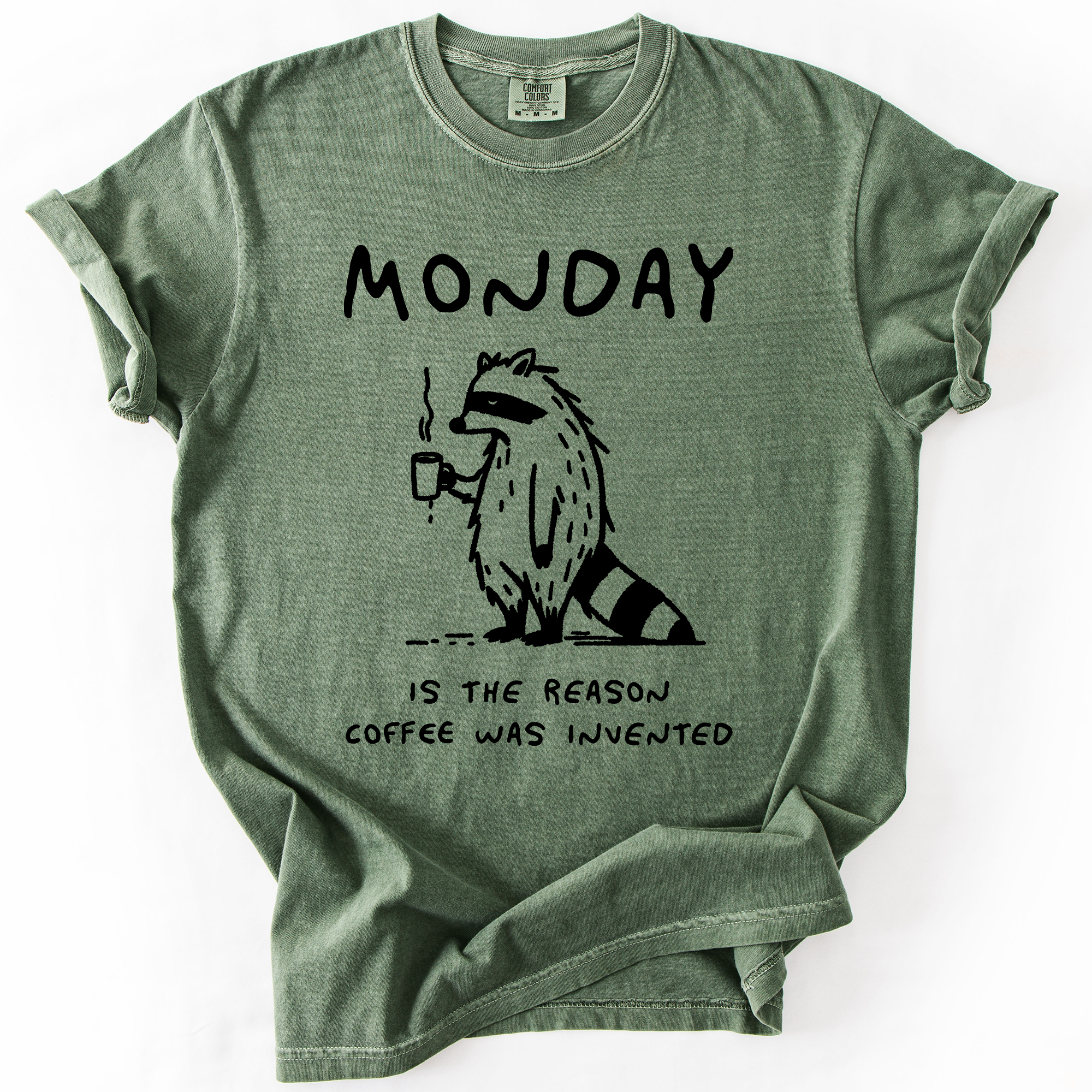 Monday, Raccoon, Coffee, Funny, Comfort Colors Unisex , , , Long Sleeve Tee