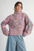 3320IK Chunky Marled Turtleneck Sweater Unisex , , , Long Sleeve Tee