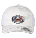 American Blue Crab 6 Panel Trucker Snap Back Mulitcam Alpine White Hat Unisex , , , Long Sleeve Tee
