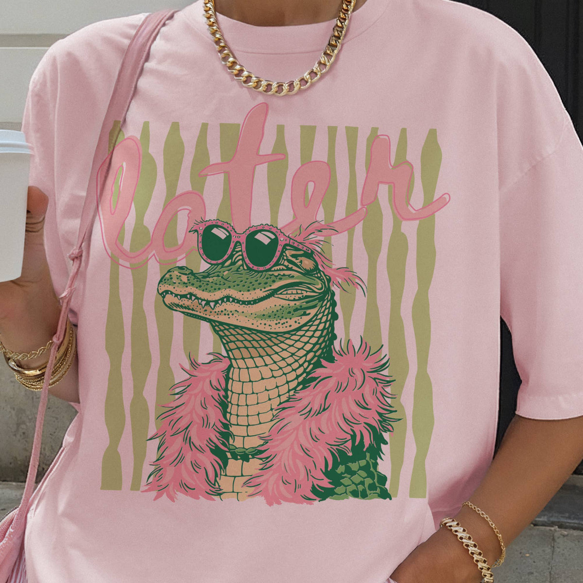 Summer Later Gator Stripes Alligator Preppy Graphic Tee Unisex , , , Long Sleeve Tee