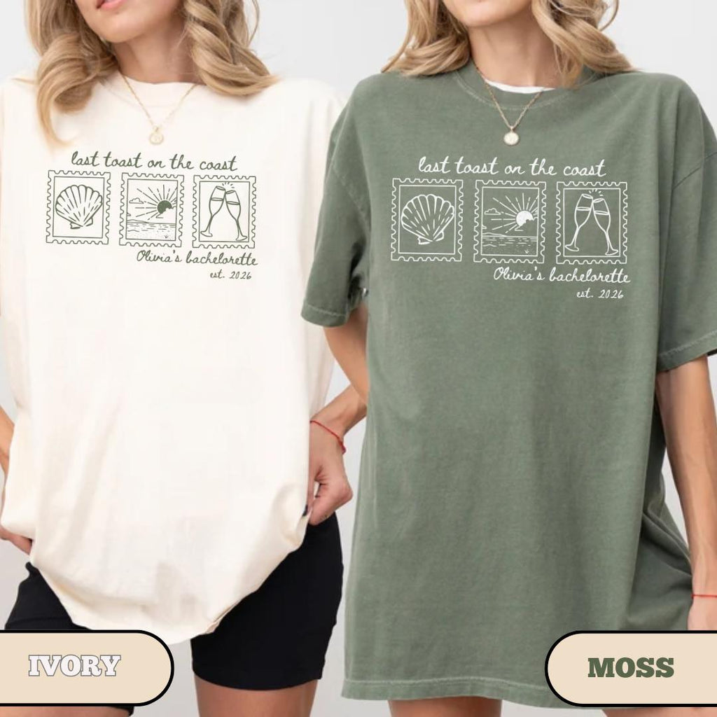 Last Toast Coast Bachelorette Custom Beach Bachelorette Party Last Splash Tee Personalized Seashell