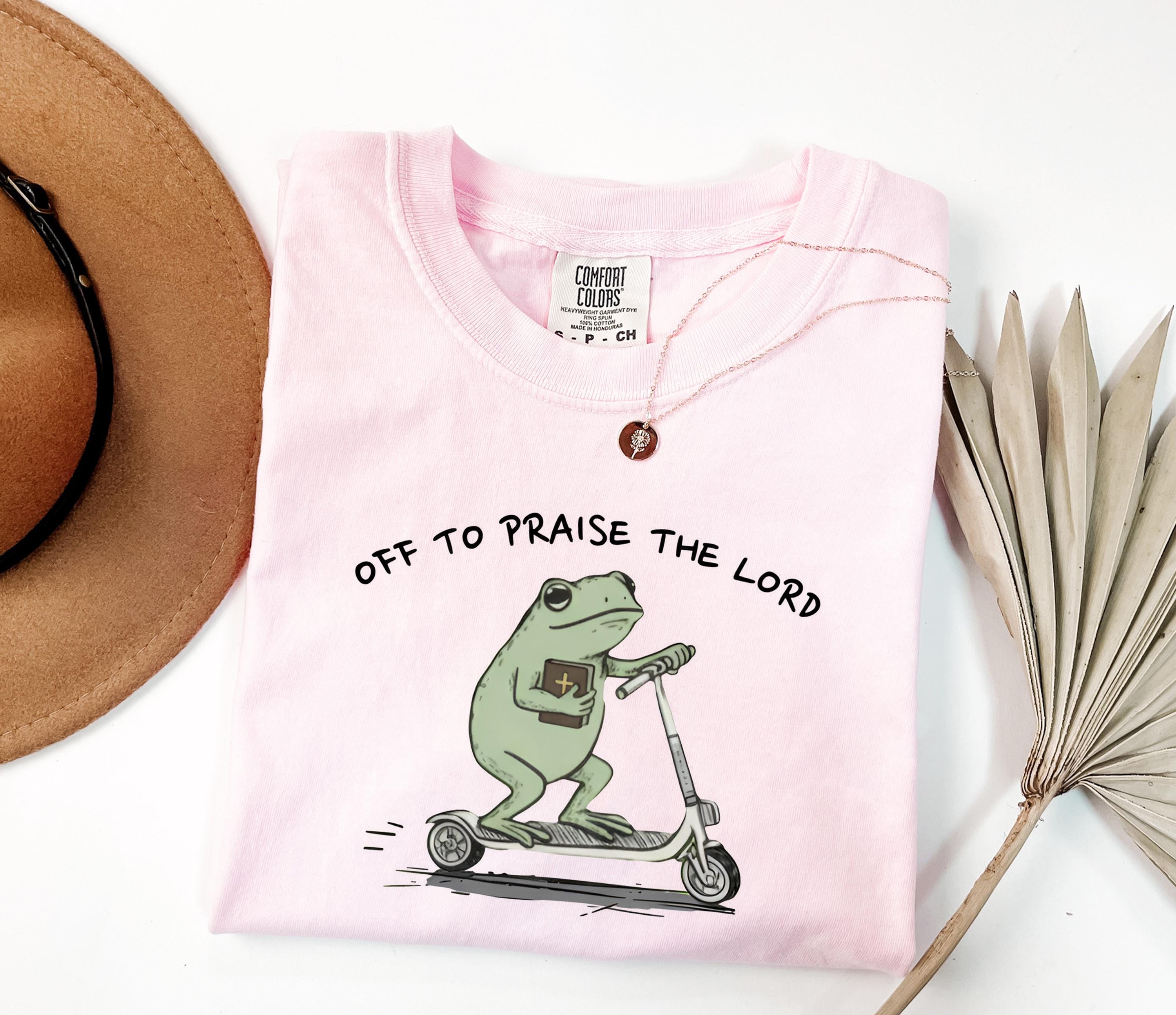 Comfort Colors Christian Dyed Tee Frog Off Praise Lord Bible Study Humor Jesus Church Faith