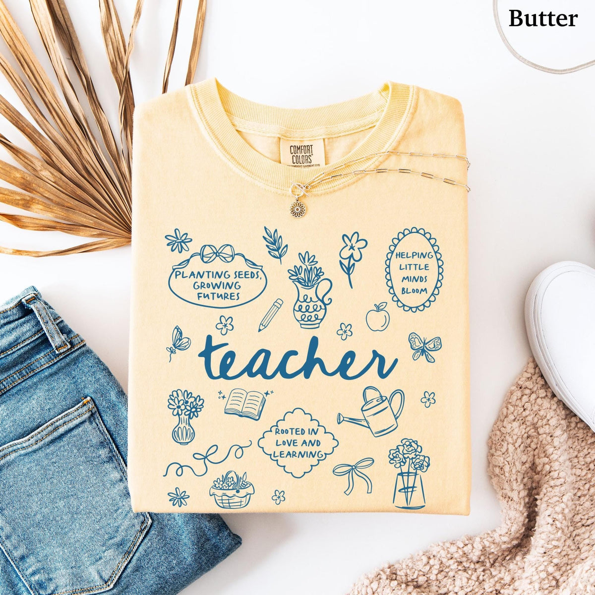 Comfort Colors Teacher Cottagecore Teach Back Shool Tee Spring Floral Teaching Teacher Appreciation