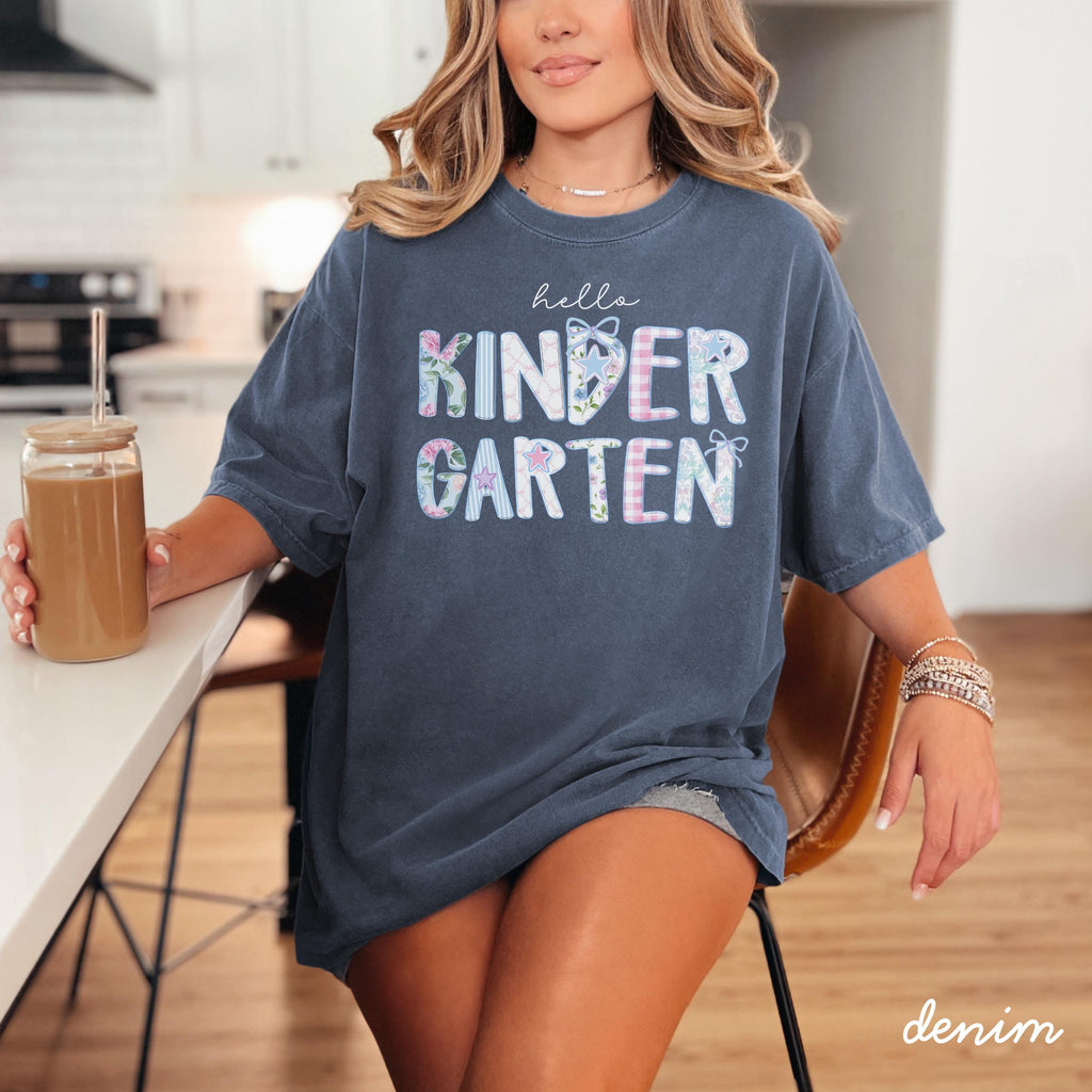 Kingergarten Comfort Colors Kindergarten Teacher Kindergarten Gingham Teacher Kindergarten Teacher Grandmillenial