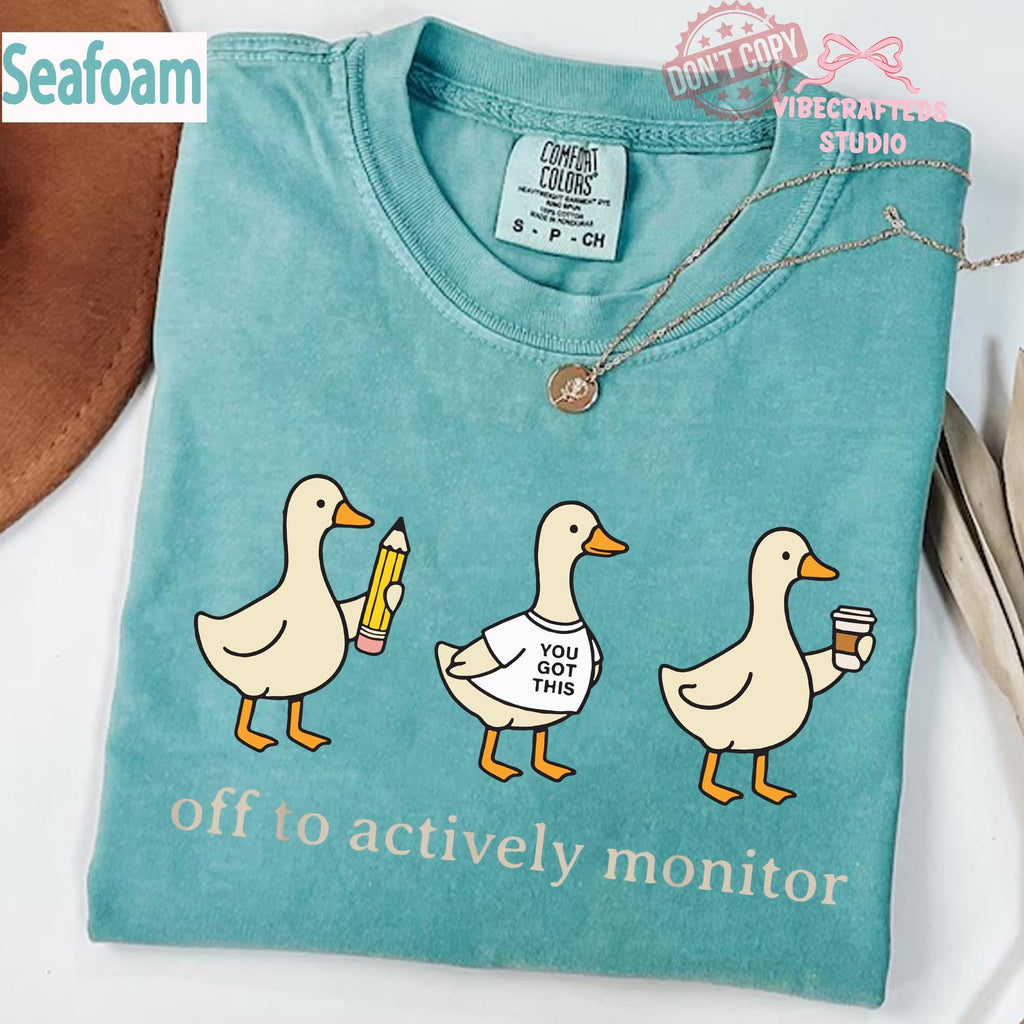 Off Actively Monitor Goose Comfort Colors Teacher Goose Testing Day Teacher Tee Teacher