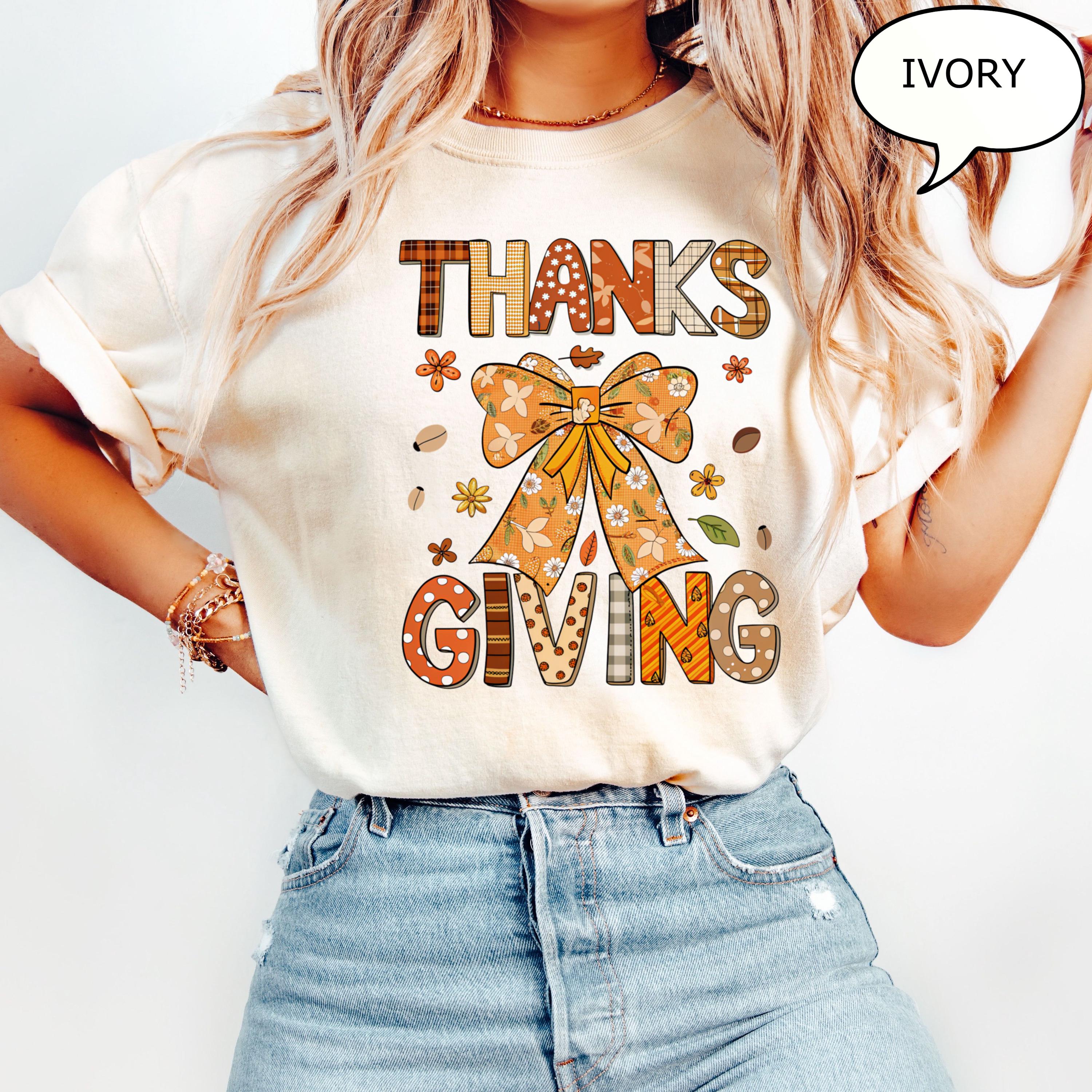 Comfort Colors Coquette Bow Thanksgiving Autumn Fall Thanksgiving Thankful Thanksgiving