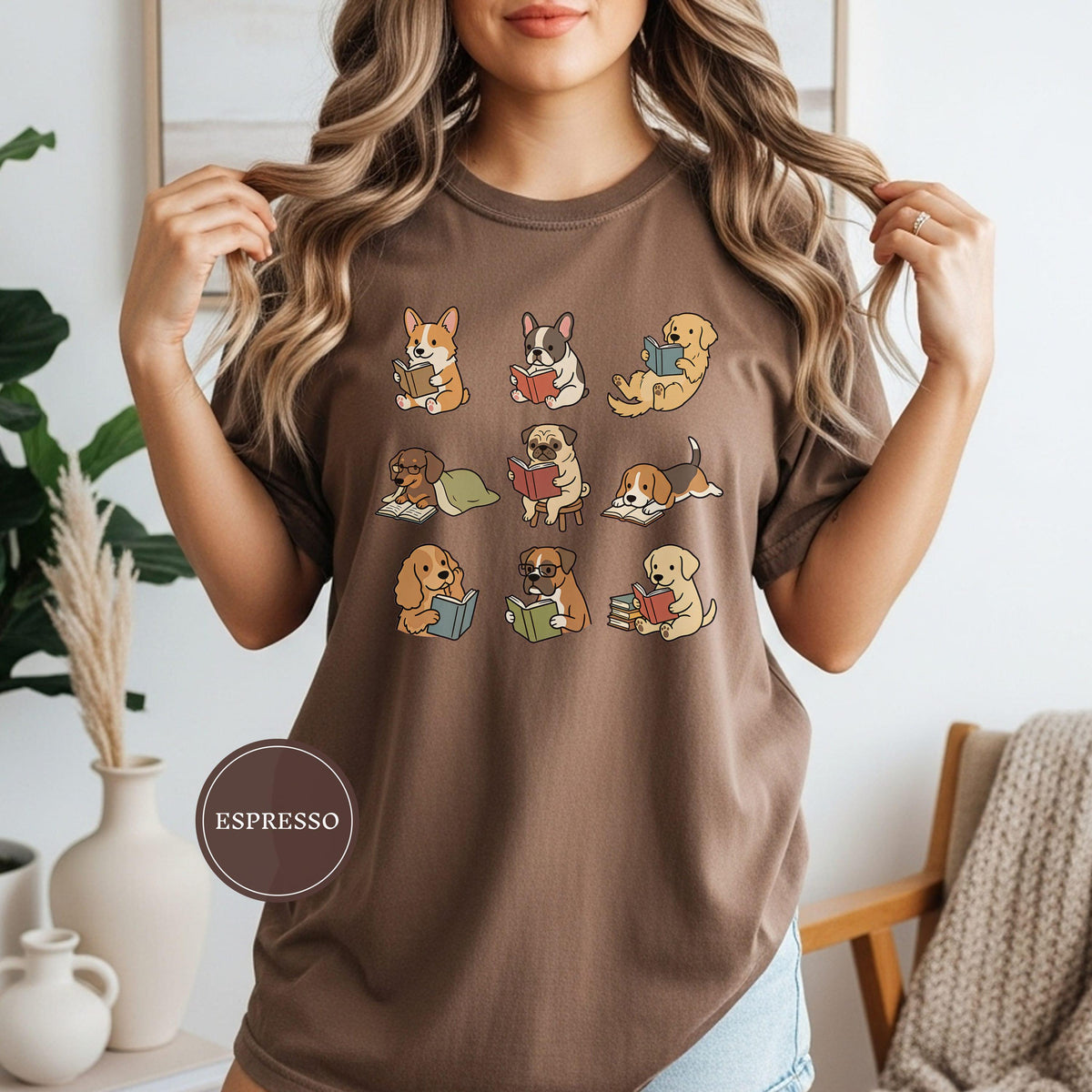 Dog Reading Dogs Books Tee Dog Lover Animal Book Lover Dog