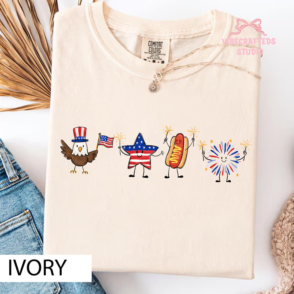 4th July Patriotic Eagle Star Hotdog Firework Tee America Comfort Colors Usa Tee Independence Day