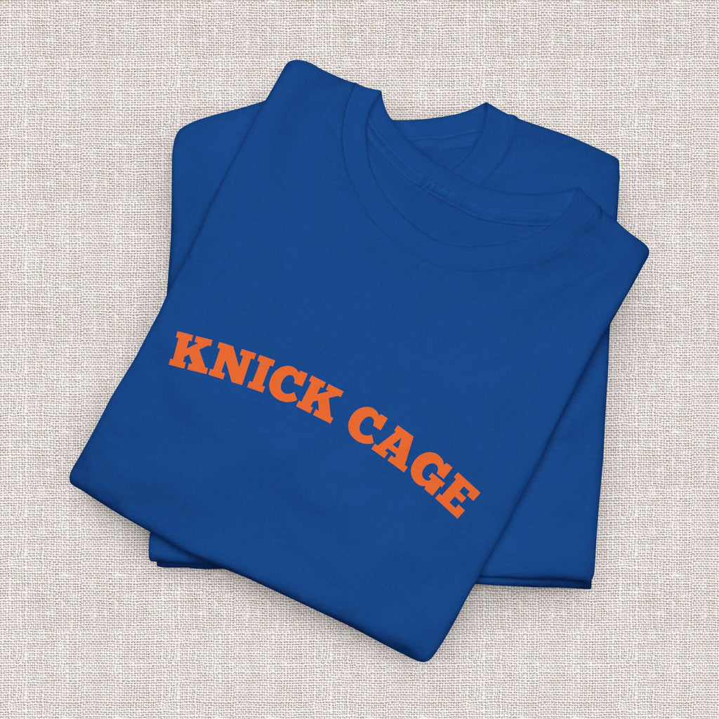 Knick Cage Tee Basketball Pun Ny Basketball Team Hoops Blue Orange Game Day Sports Fan