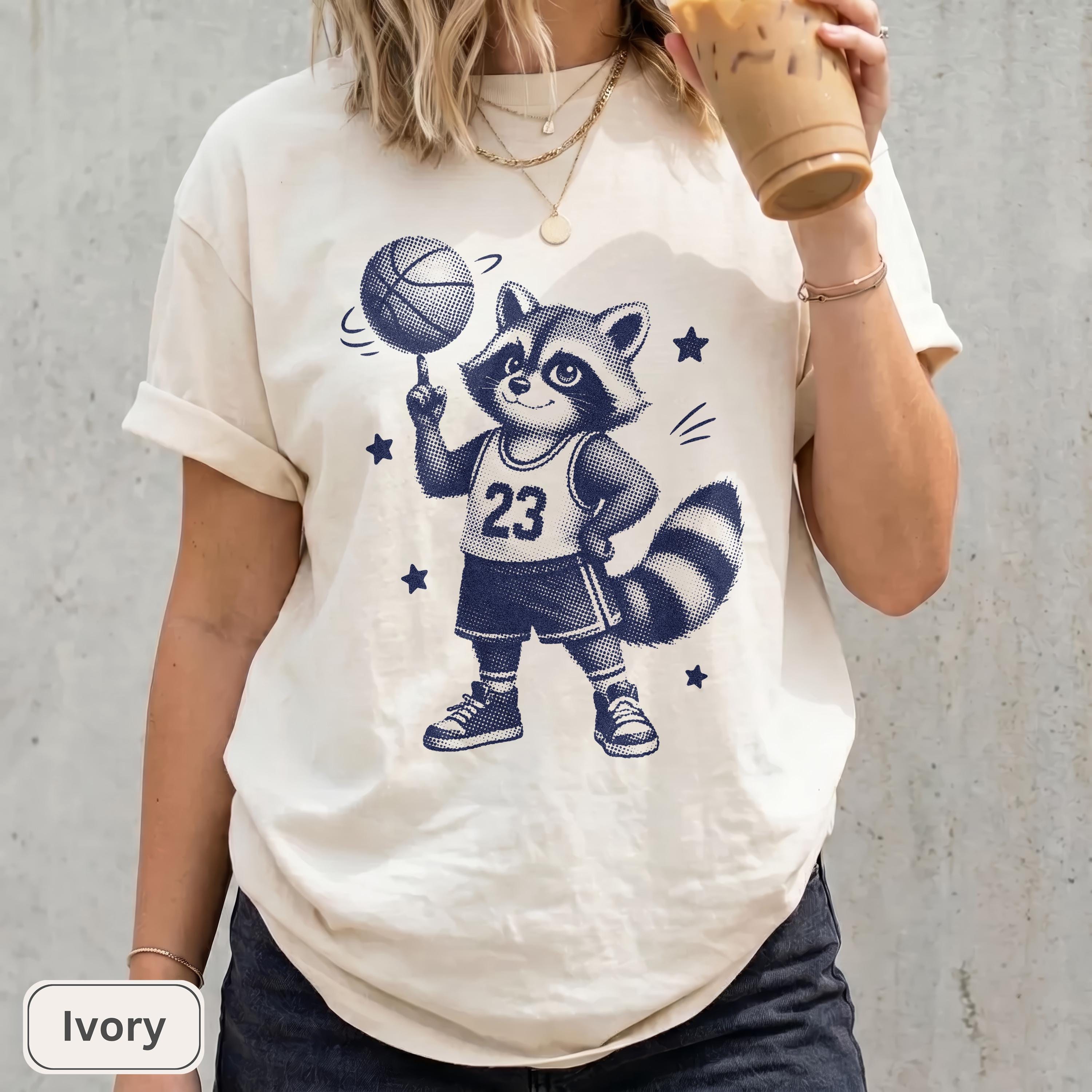 Raccoon Basketball Animal Hoops Tee Basketball Lover Unisex