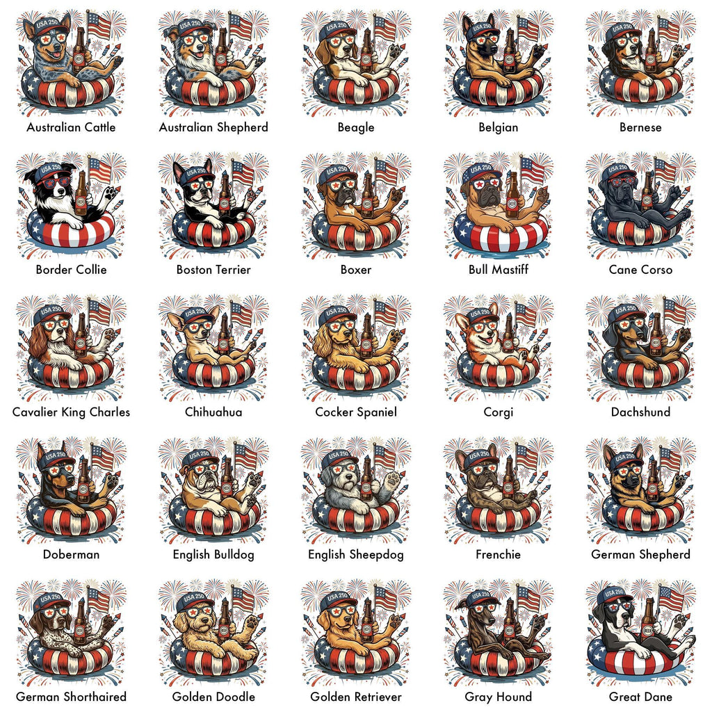 Patriotic Dogs 4th July Dog Comfort Colors 50 Dog Breeds Custom Available Usa Flag Fireworks America 250