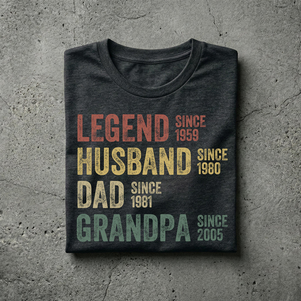 Personalized Dad Grandpa Father'S Day Husband Father Grandpa Legend Grandfather Custom Dates Dad Birthday