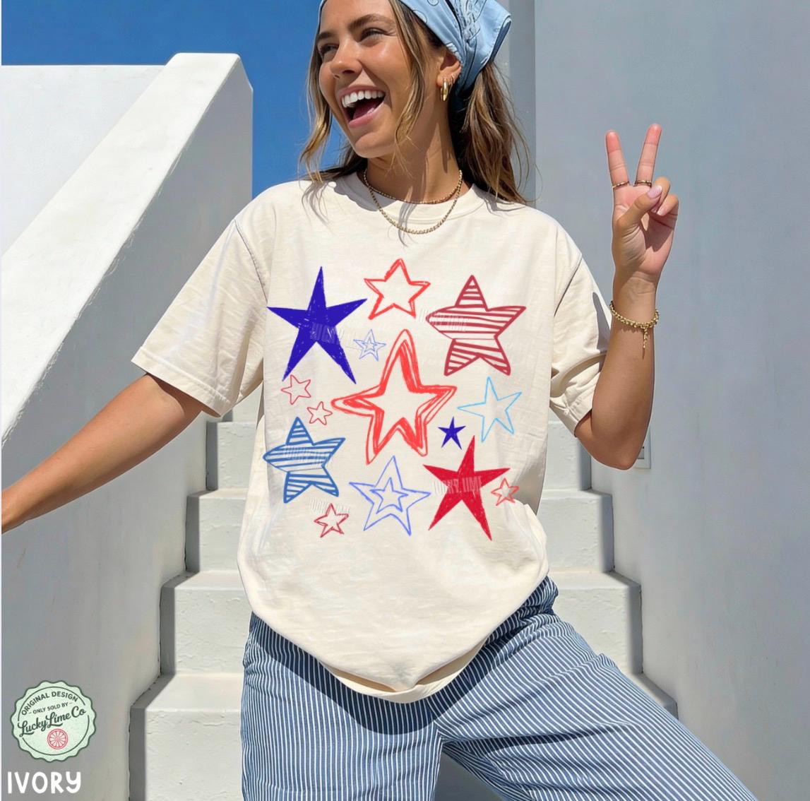 Retro 4th July Stars Comfort Colors Patriotic Usa Tee 4th July Summer America